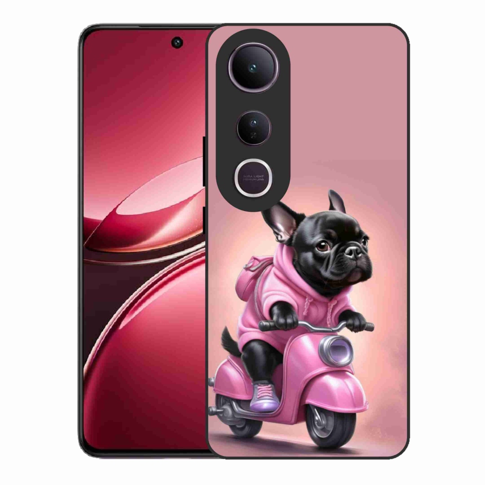 Gelový kryt mmCase na Vivo V50 Lite 4G/5G - francouzský buldoček na skútru