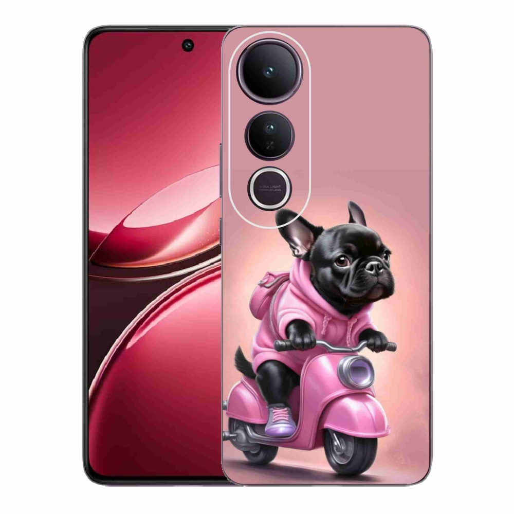 Gelový kryt mmCase na Vivo V50 Lite 4G/5G - francouzský buldoček na skútru