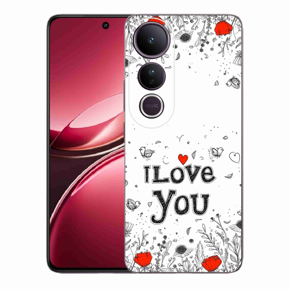 Gelový kryt mmCase na Vivo V50 Lite 4G/5G - I love you bílé pozadí