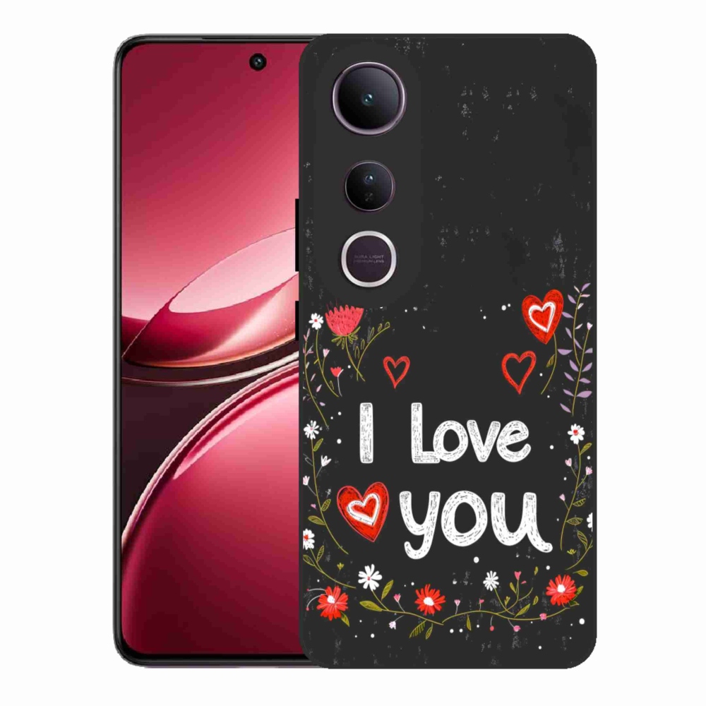 Gelový kryt mmCase na Vivo V50 Lite 4G/5G - I love you černé pozadí
