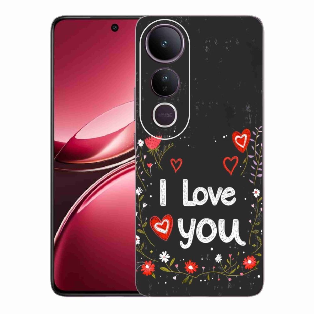 Gelový kryt mmCase na Vivo V50 Lite 4G/5G - I love you černé pozadí