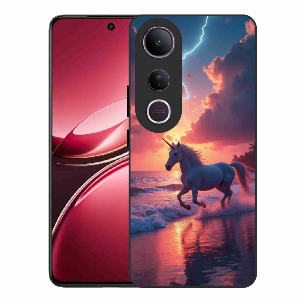 Gelový kryt mmCase na Vivo V50 Lite 4G/5G - jednorožec na pláži