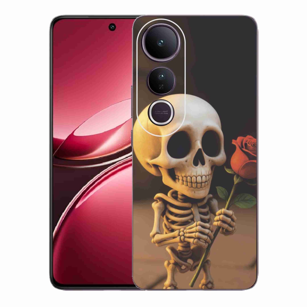 Gelový kryt mmCase na Vivo V50 Lite 4G/5G - kostlivec s růží