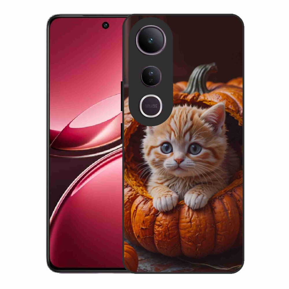 Gelový kryt mmCase na Vivo V50 Lite 4G/5G - kotě a dýně 2