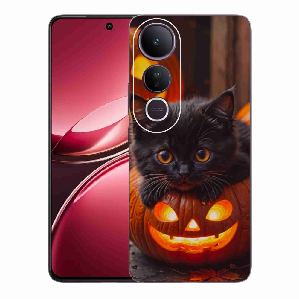 Gelový kryt mmCase na Vivo V50 Lite 4G/5G - kotě a dýně