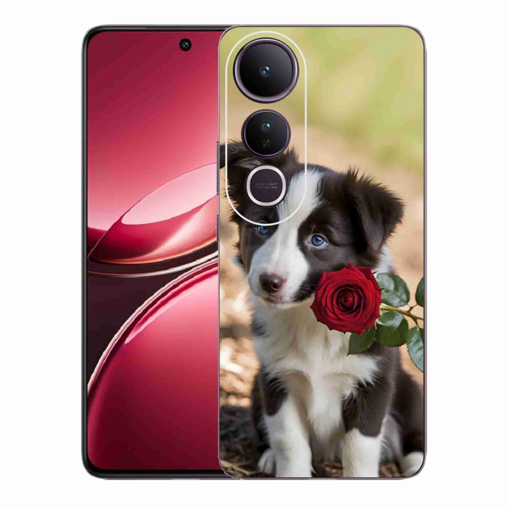 Gelový kryt mmCase na Vivo V50 Lite 4G/5G - roztomilá border kolie s růží