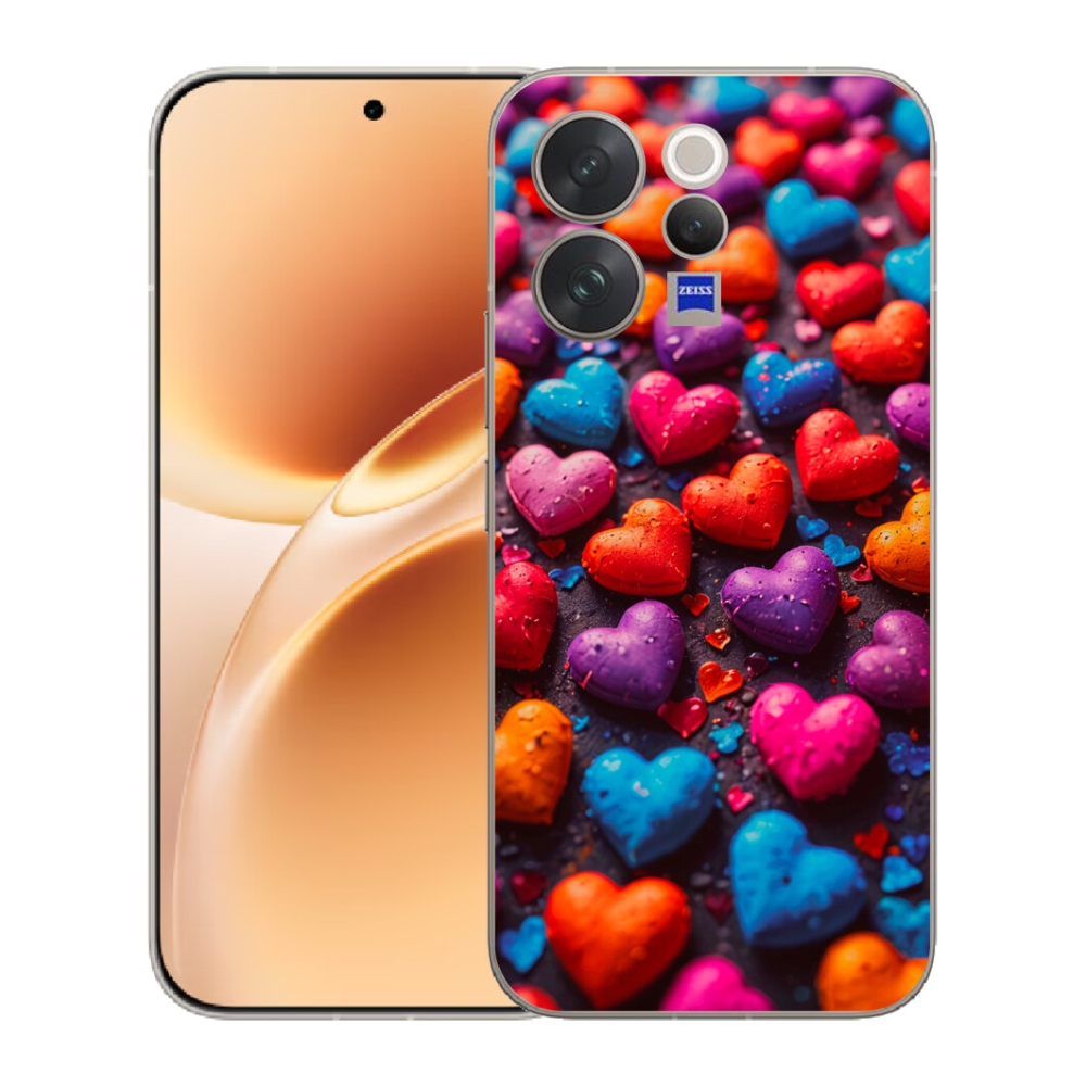 Gelový kryt mmCase na Vivo V70 - barevná srdce