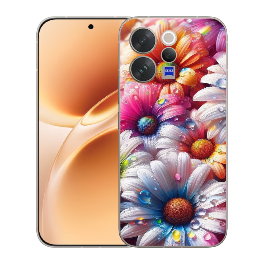 Gelový kryt mmCase na Vivo V70 - barevné kopretiny