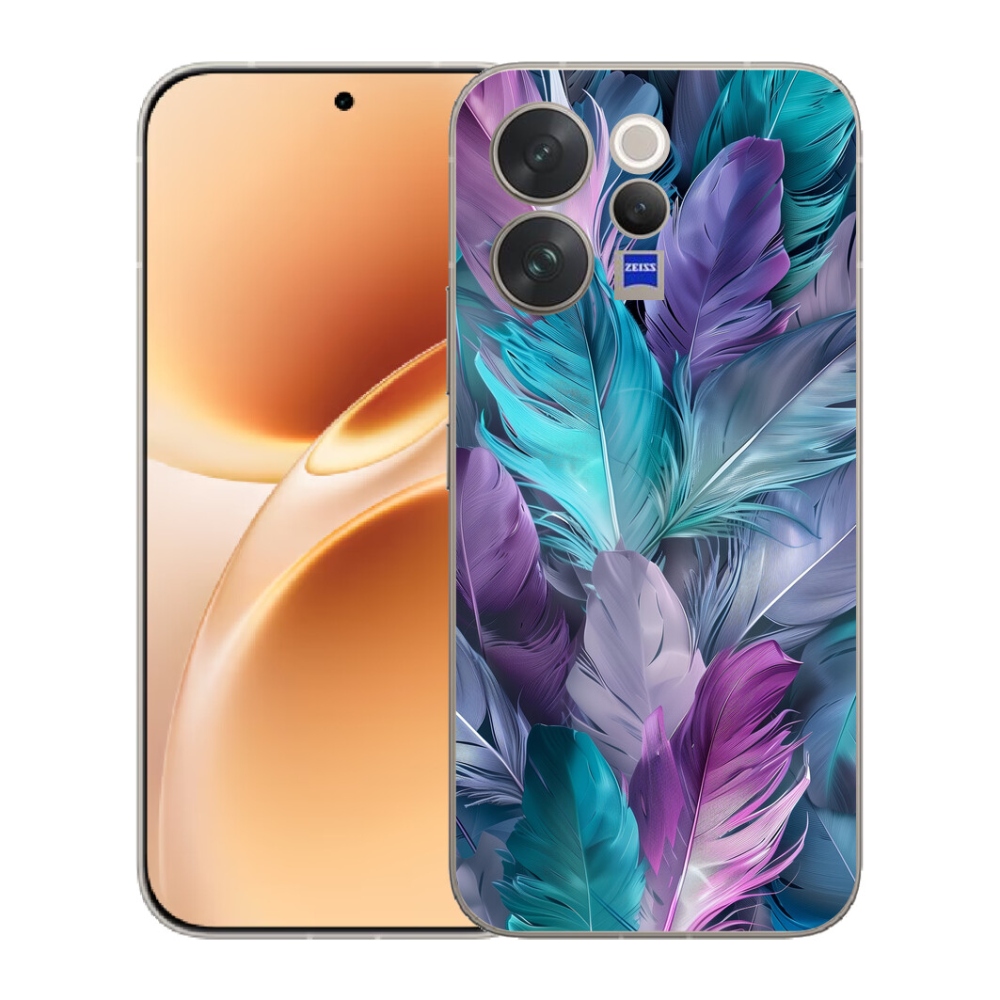 Gelový kryt mmCase na Vivo V70 - barevné peří 2