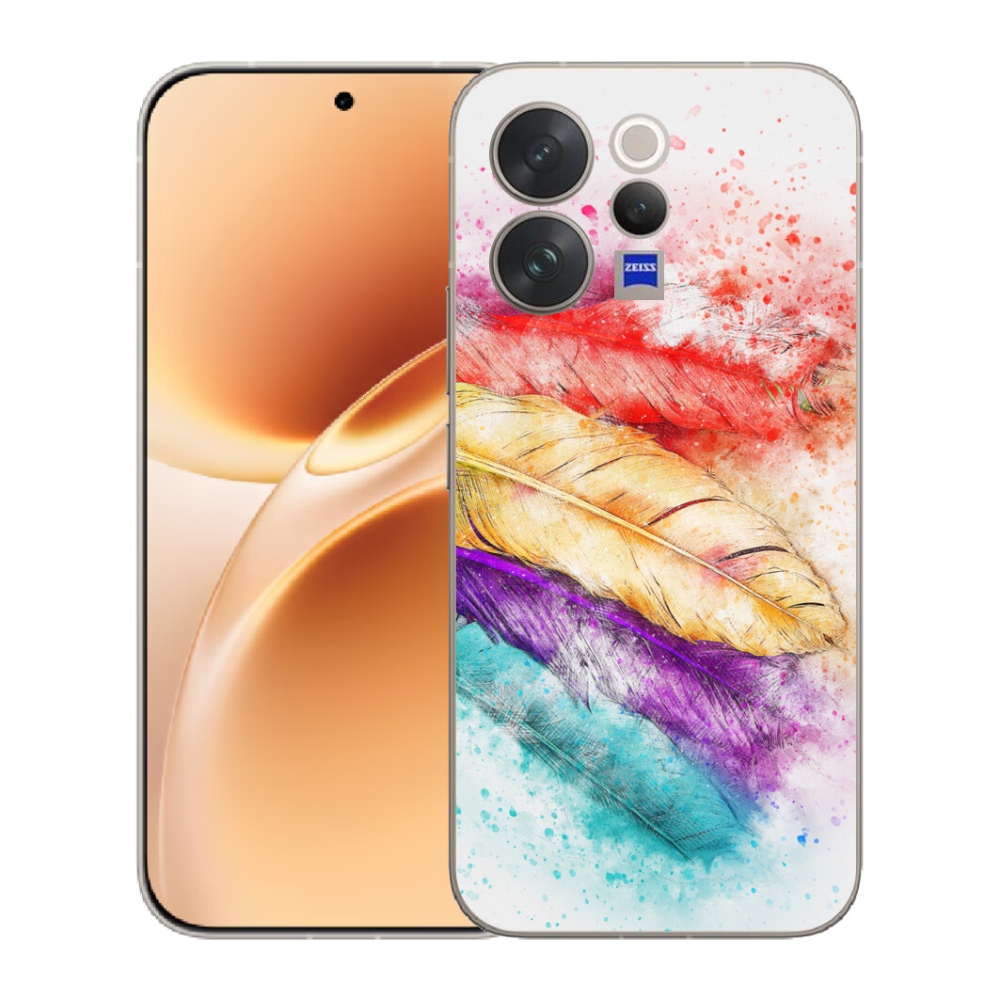 Gelový kryt mmCase na Vivo V70 - barevné peří