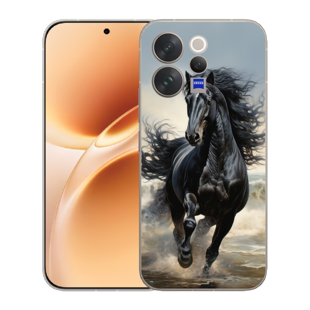 Gelový kryt mmCase na Vivo V70 - běžící černý kůň