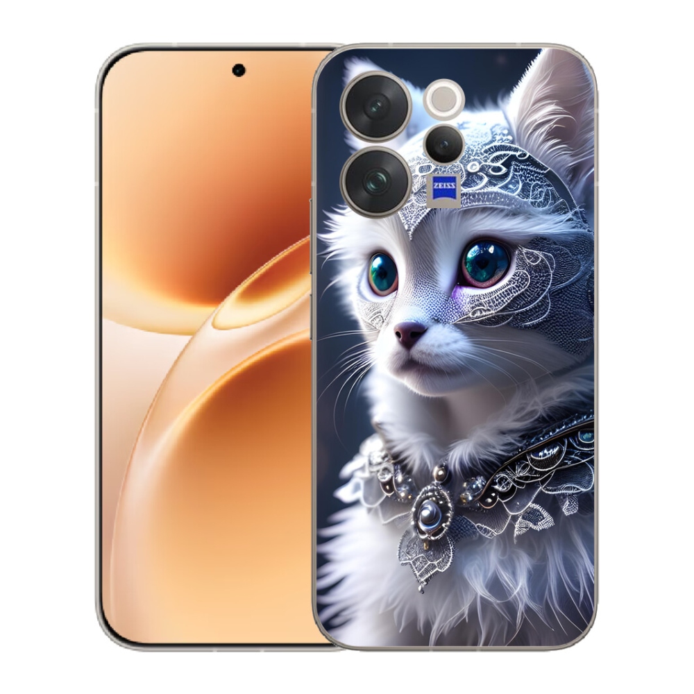 Gelový kryt mmCase na Vivo V70 - bílá kočka