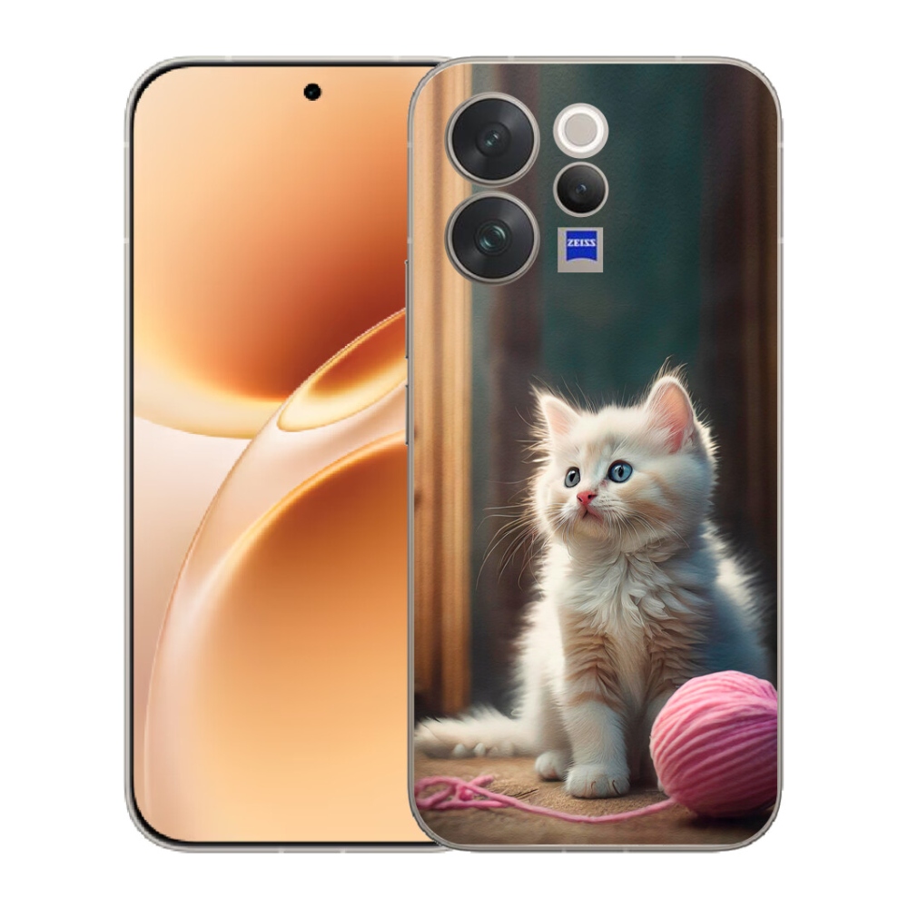Gelový kryt mmCase na Vivo V70 - bílé kotě 2