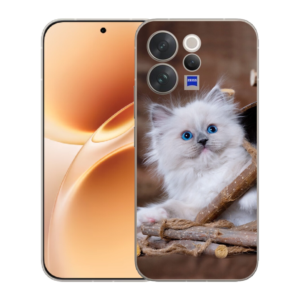 Gelový kryt mmCase na Vivo V70 - bílé kotě