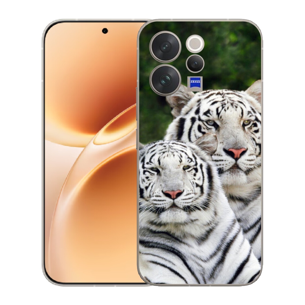 Gelový kryt mmCase na Vivo V70 - bílí tygři