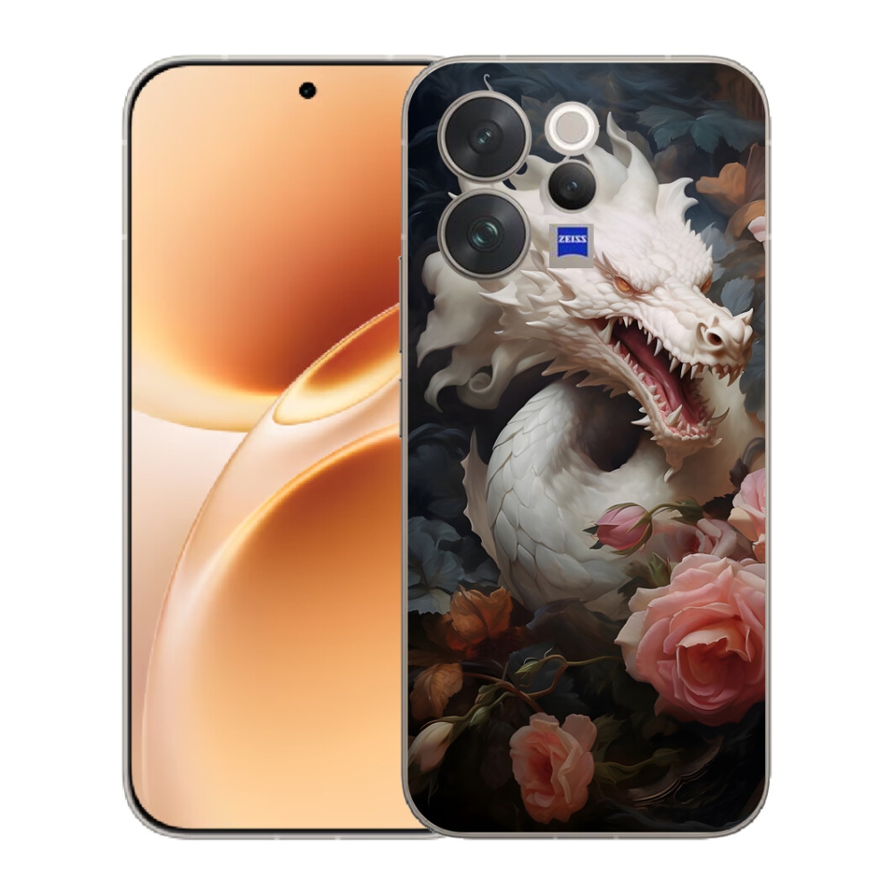 Gelový kryt mmCase na Vivo V70 - bílý drak