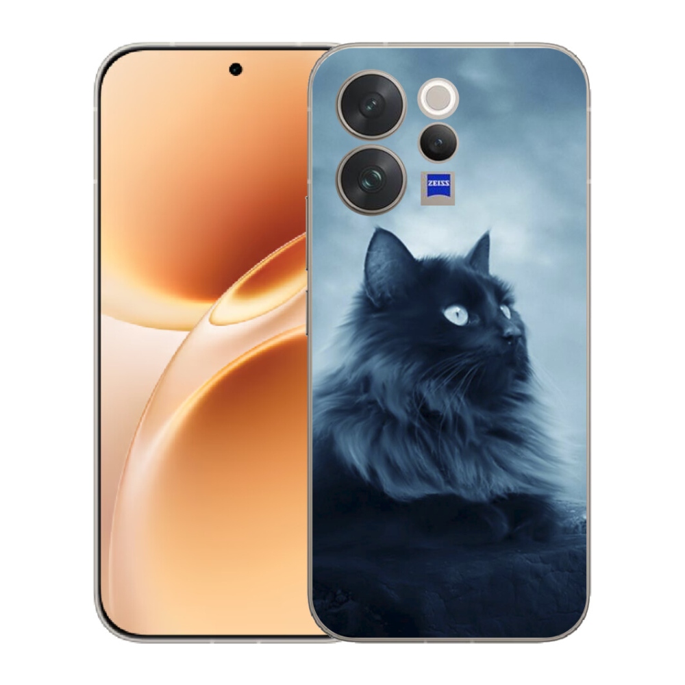 Gelový kryt mmCase na Vivo V70 - černá kočka 1