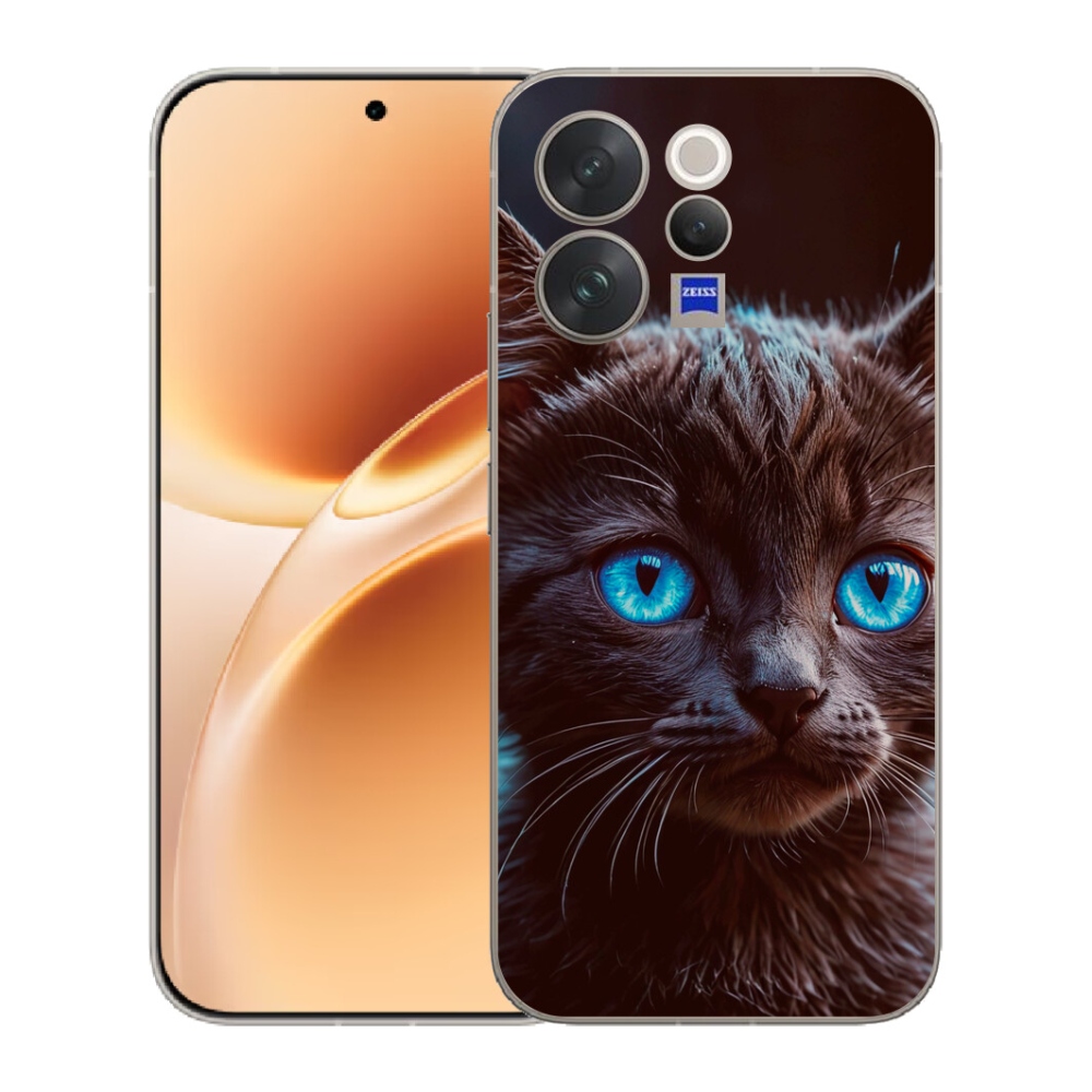 Gelový kryt mmCase na Vivo V70 - černé kotě 2