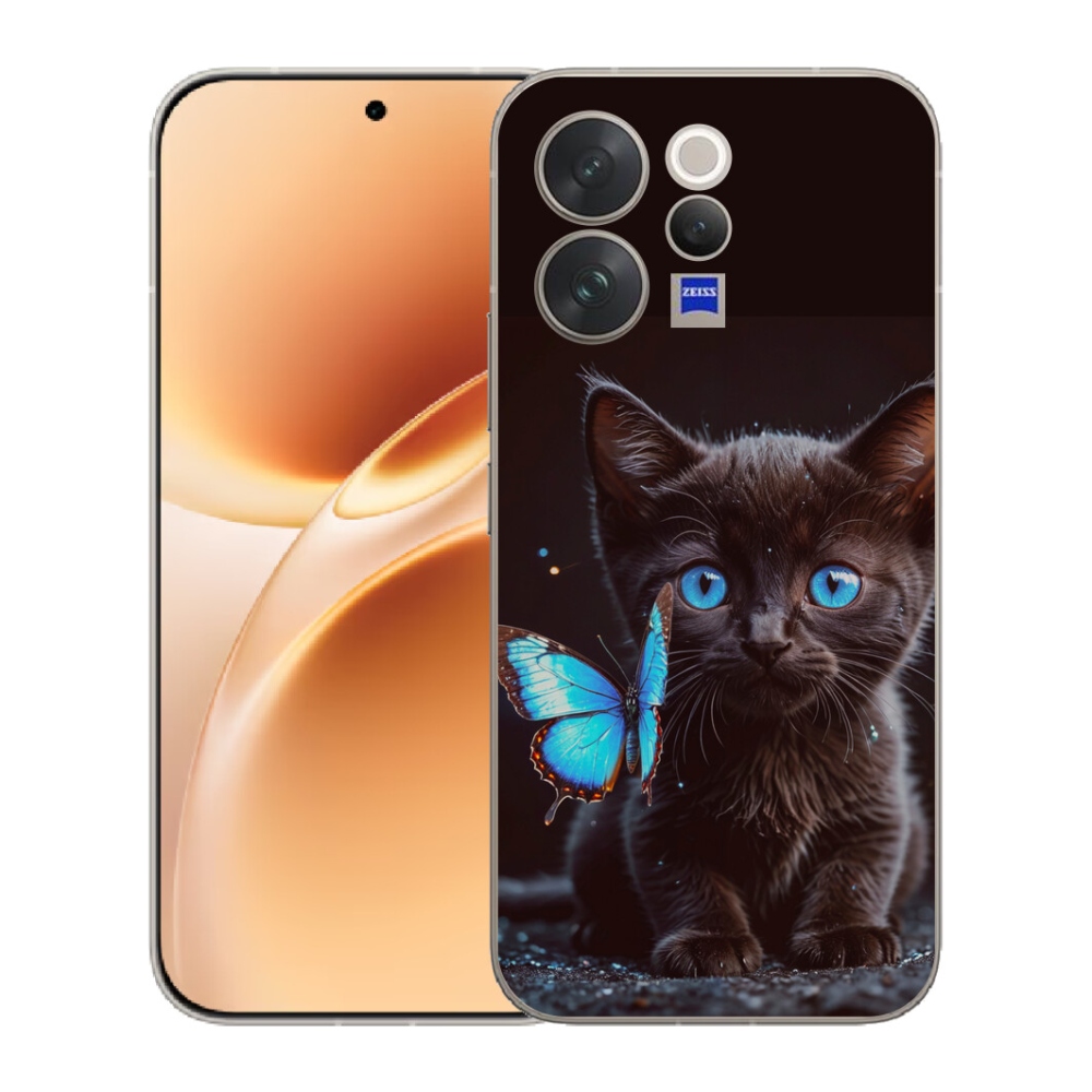 Gelový kryt mmCase na Vivo V70 - černé kotě 3