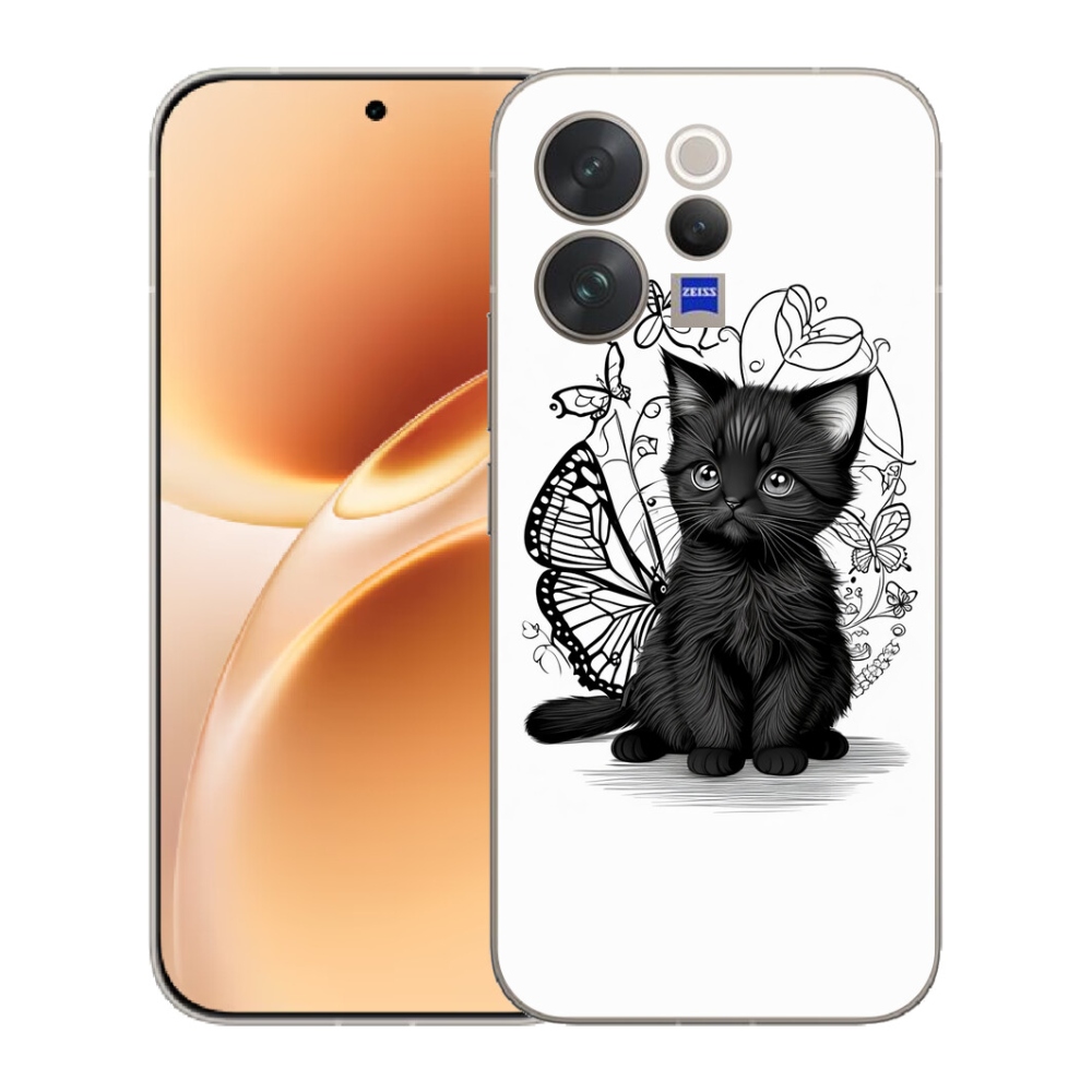 Gelový kryt mmCase na Vivo V70 - černé kotě