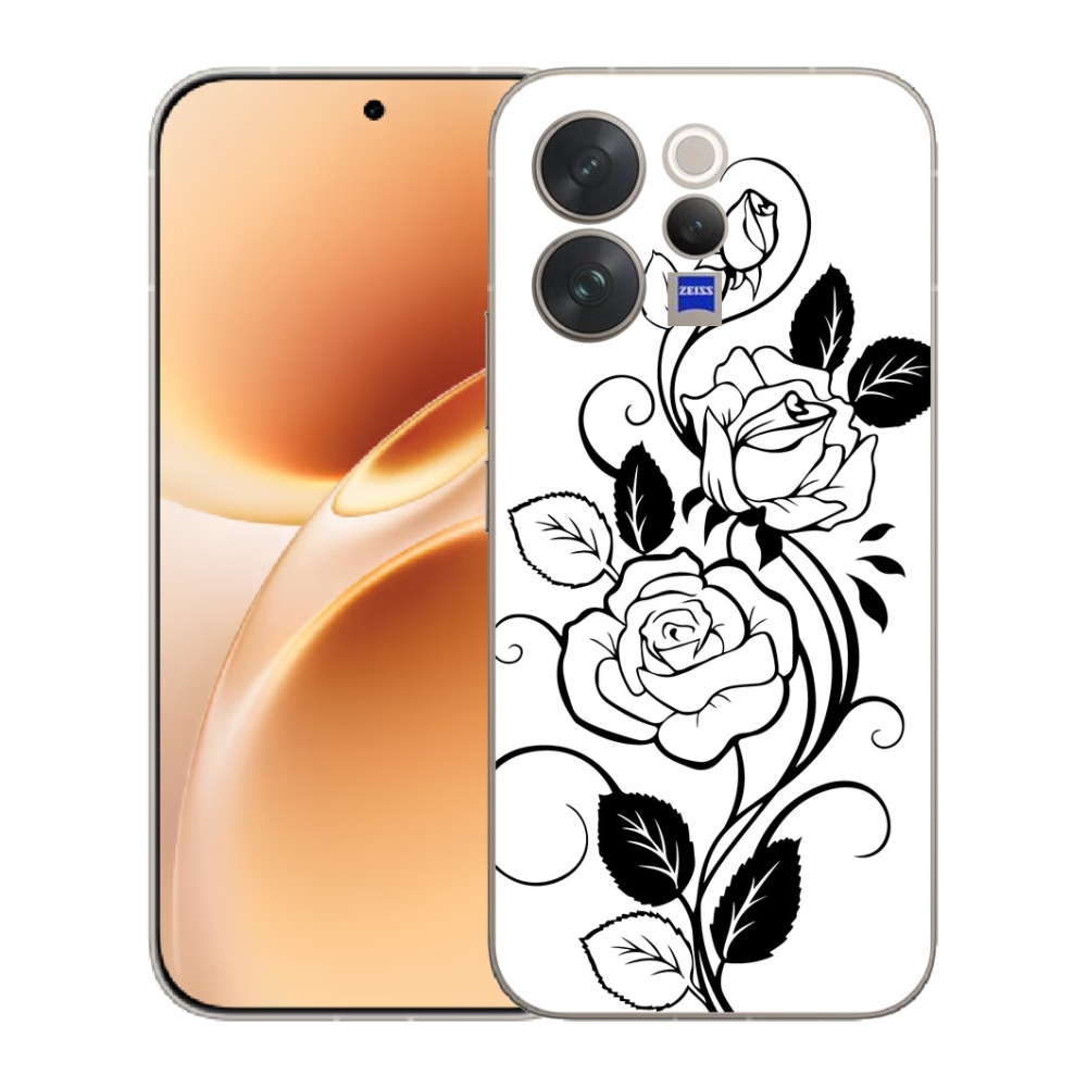 Gelový kryt mmCase na Vivo V70 - černobílá růže