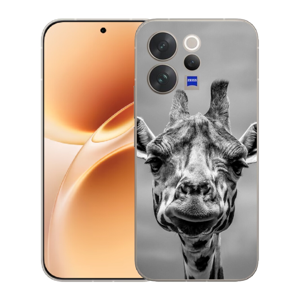 Gelový kryt mmCase na Vivo V70 - černobílá žirafa
