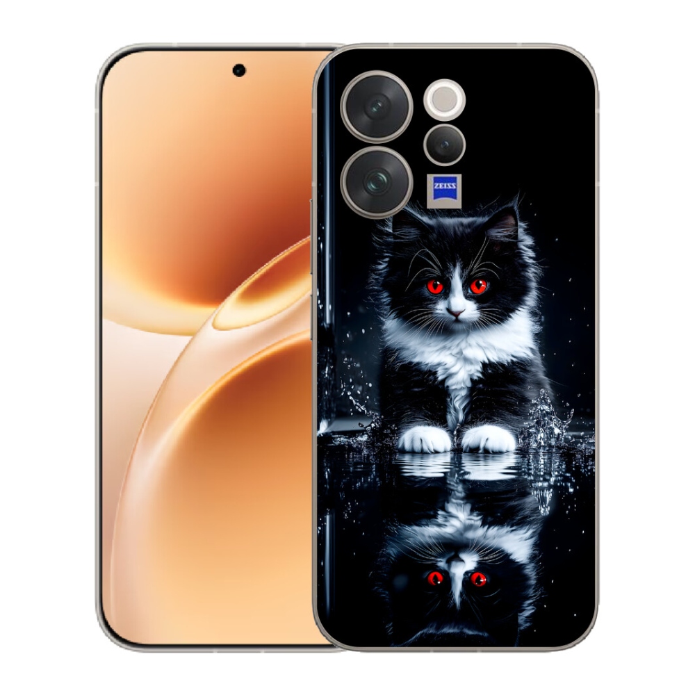 Gelový kryt mmCase na Vivo V70 - černobílé kotě