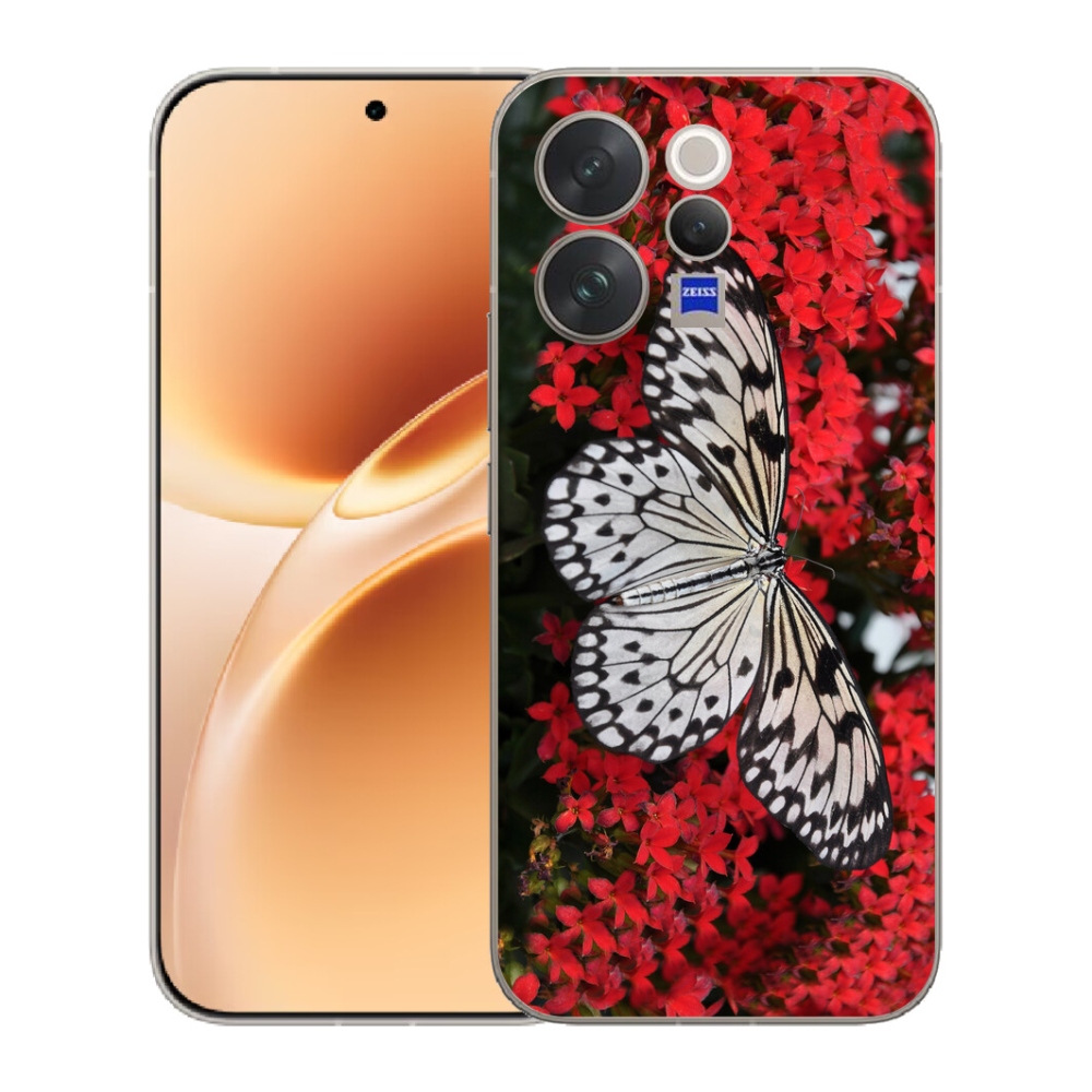 Gelový kryt mmCase na Vivo V70 - černobílý motýl 1