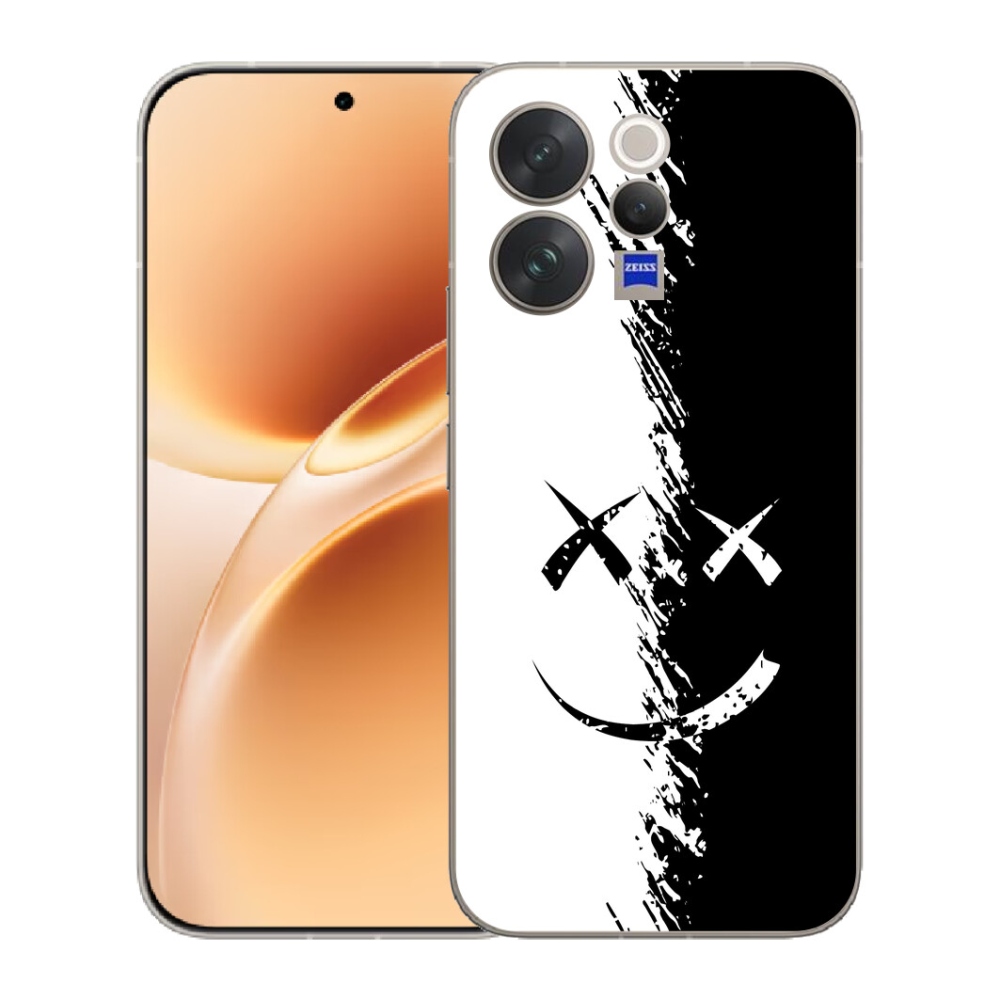 Gelový kryt mmCase na Vivo V70 - černobílý smajlík
