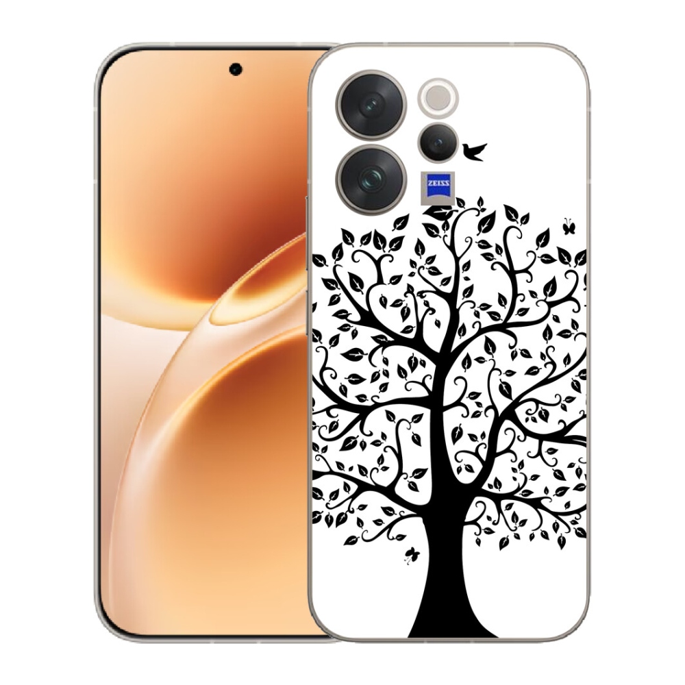 Gelový kryt mmCase na Vivo V70 - černobílý strom