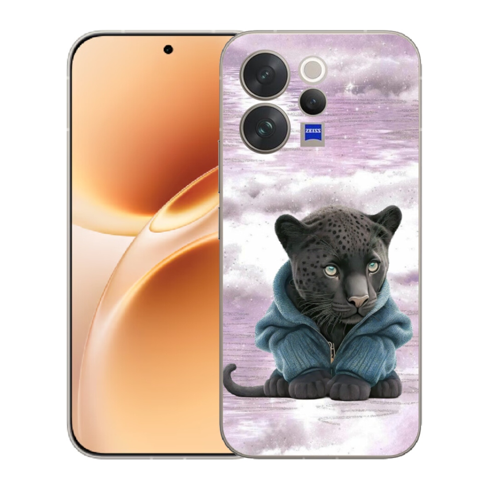 Gelový kryt mmCase na Vivo V70 - černý panter ve svetru