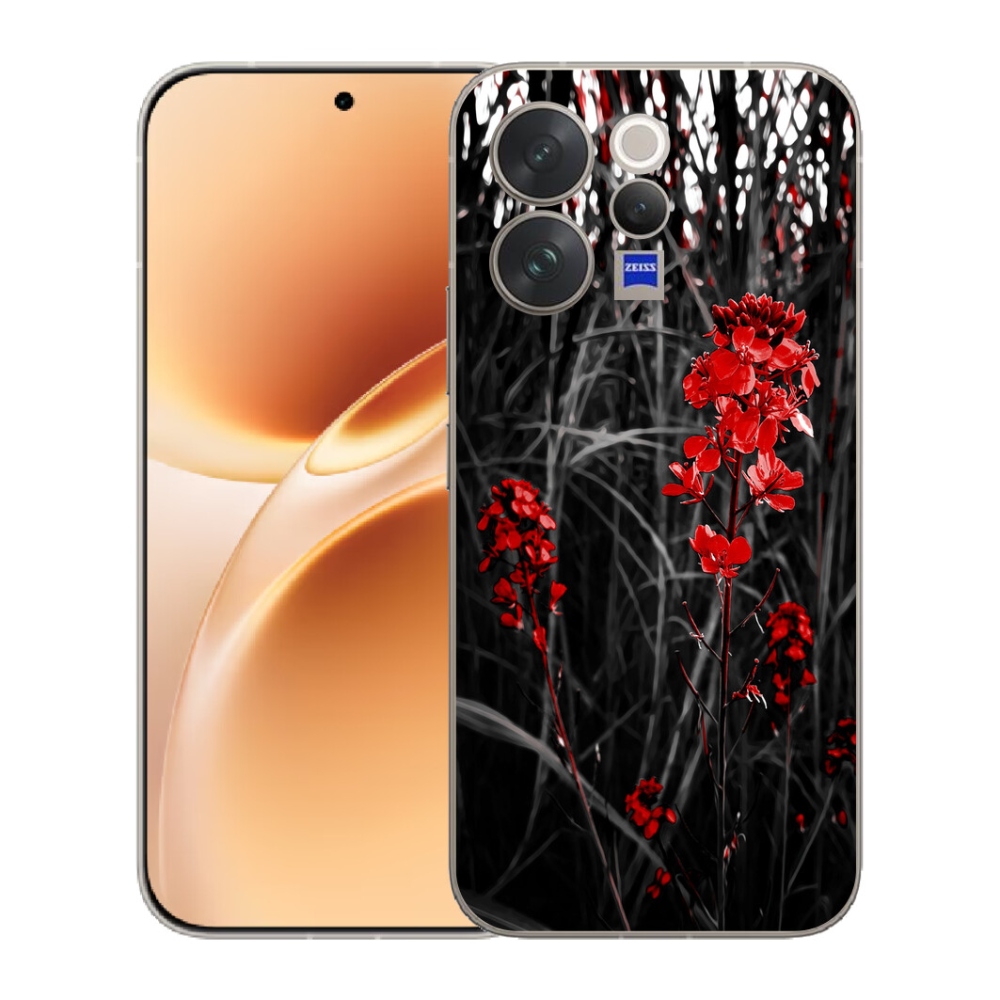 Gelový kryt mmCase na Vivo V70 - červená rostlina