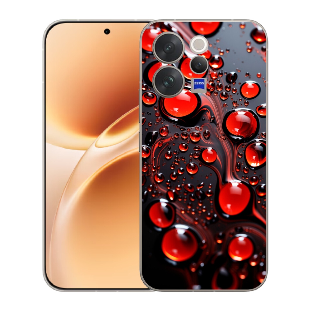 Gelový kryt mmCase na Vivo V70 - červené kapky 2