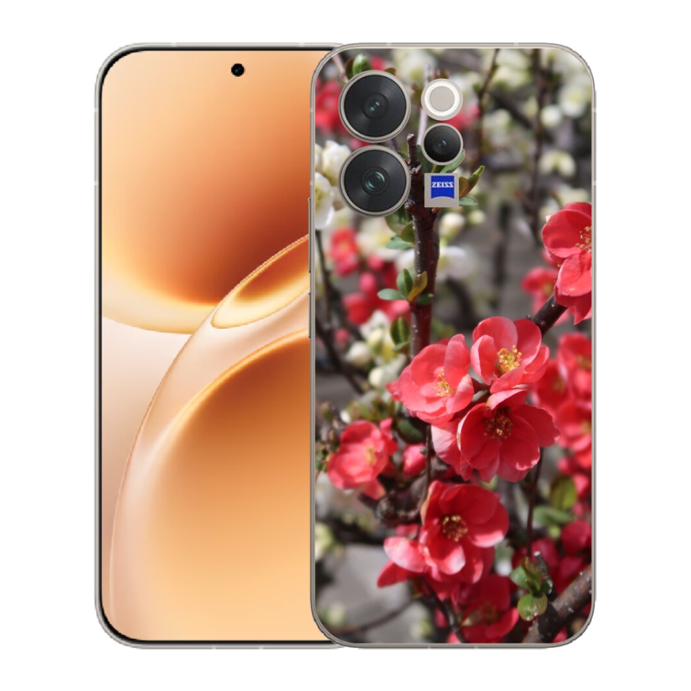 Gelový kryt mmCase na Vivo V70 - červené květy