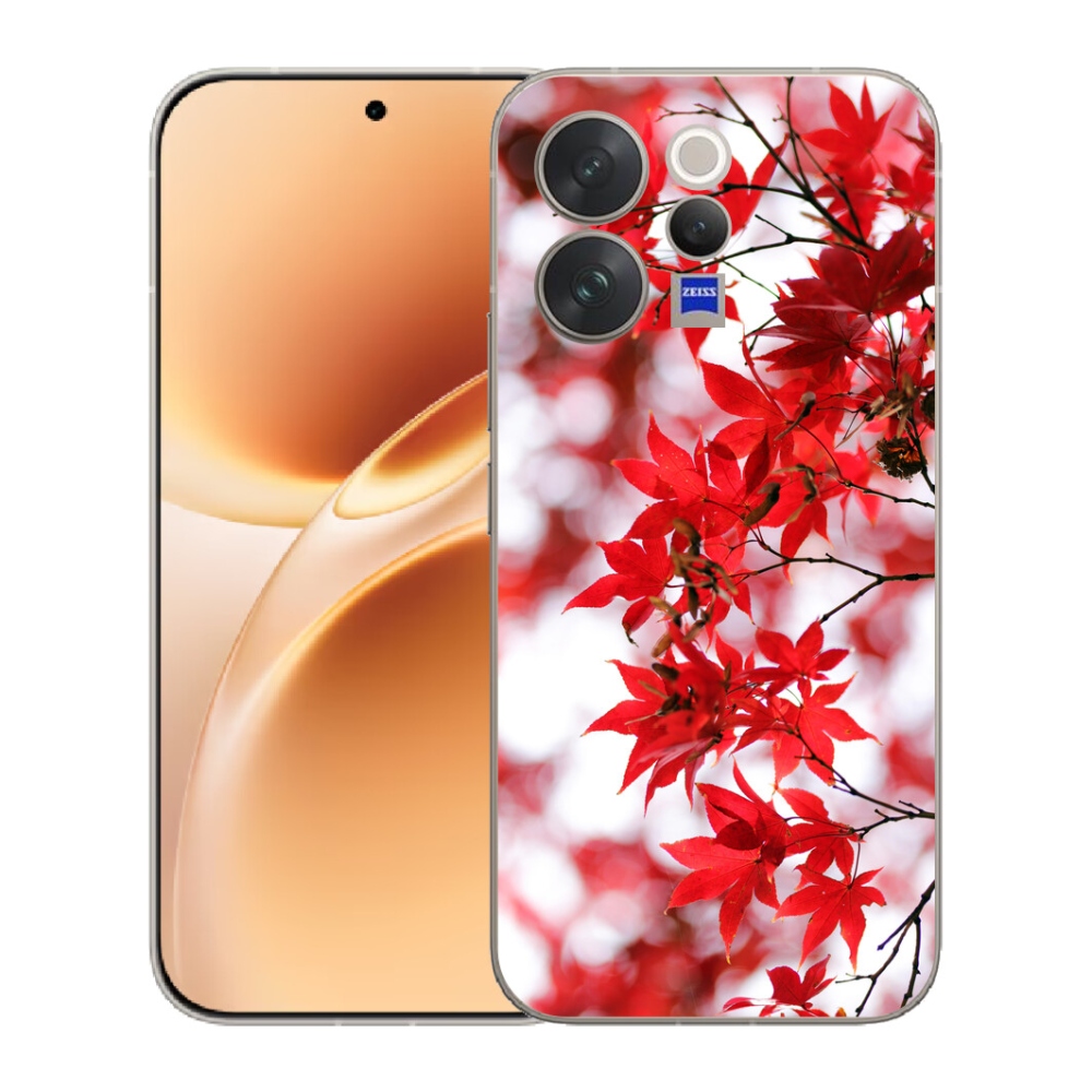 Gelový kryt mmCase na Vivo V70 - červené listy