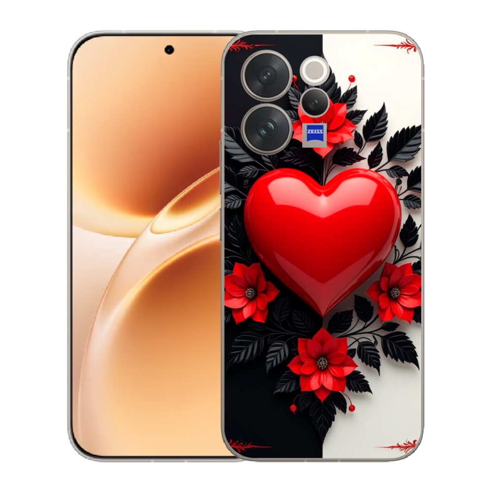 Gelový kryt mmCase na Vivo V70 - červené srdce