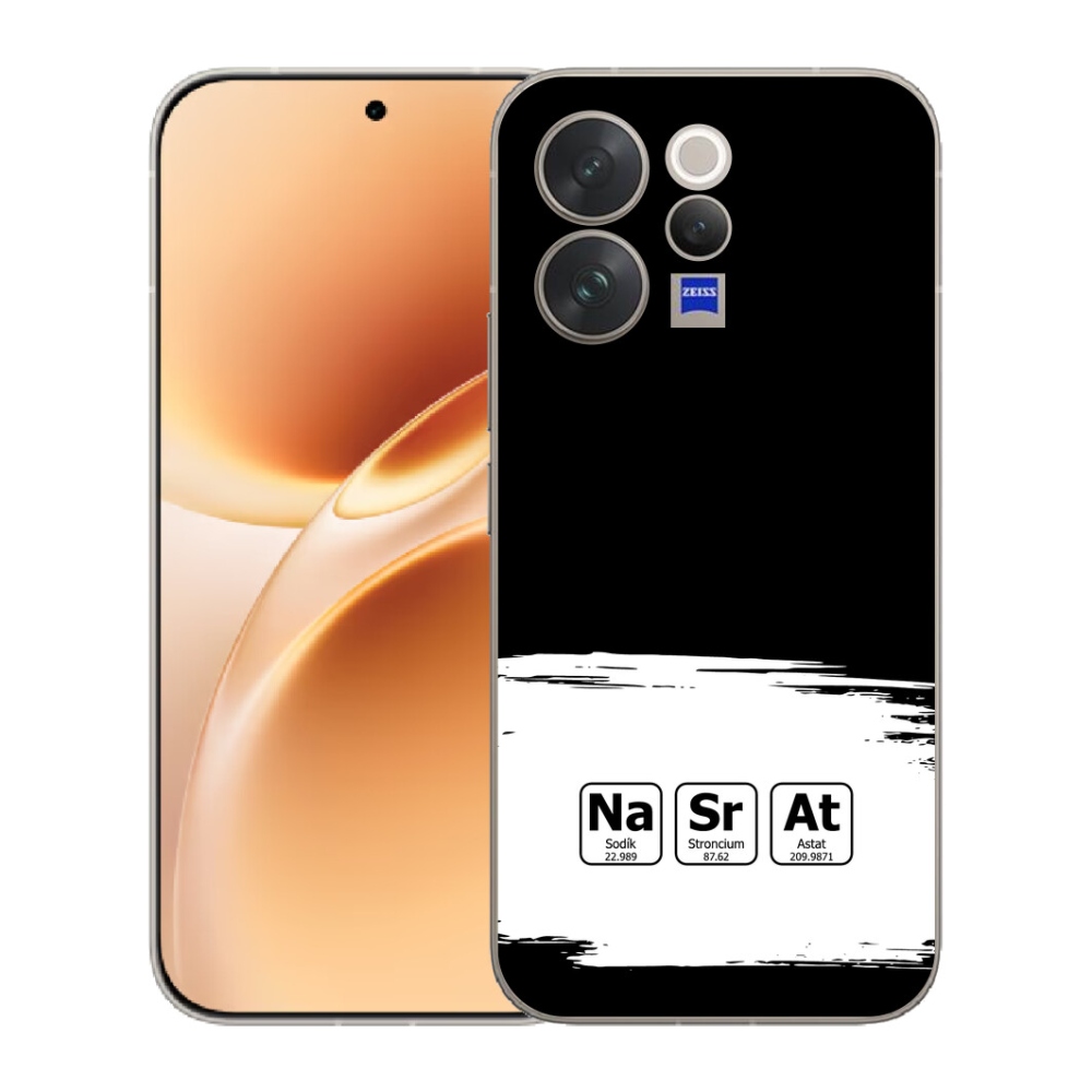 Gelový kryt mmCase na Vivo V70 - chemické prvky bíločerné pozadí