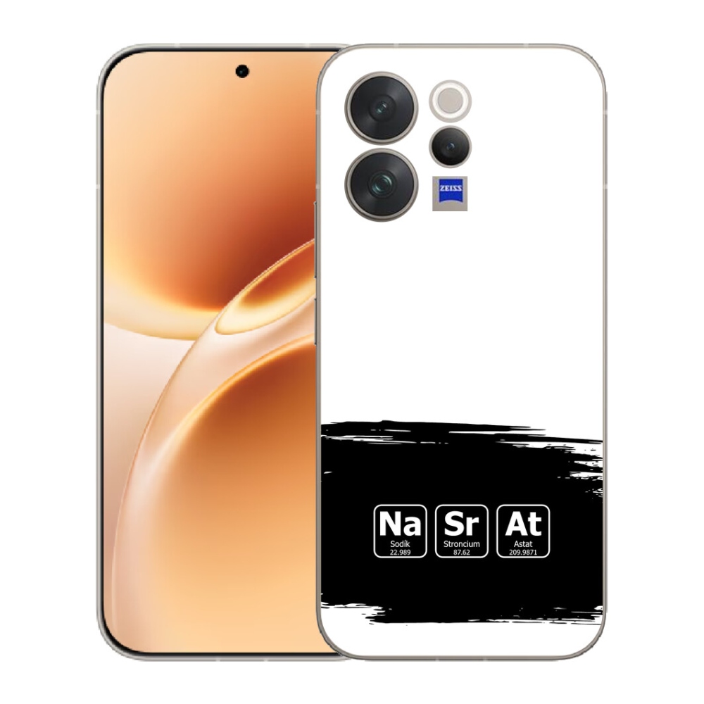 Gelový kryt mmCase na Vivo V70 - chemické prvky černobílé pozadí