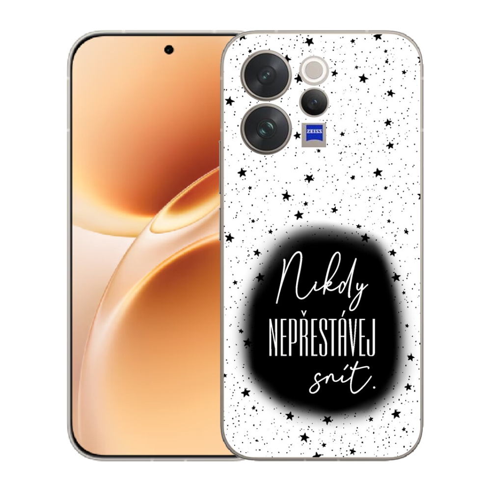 Gelový kryt mmCase na Vivo V70 - citát 1 černobílé pozadí