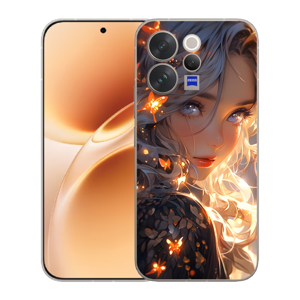 Gelový kryt mmCase na Vivo V70 - dívka a motýli