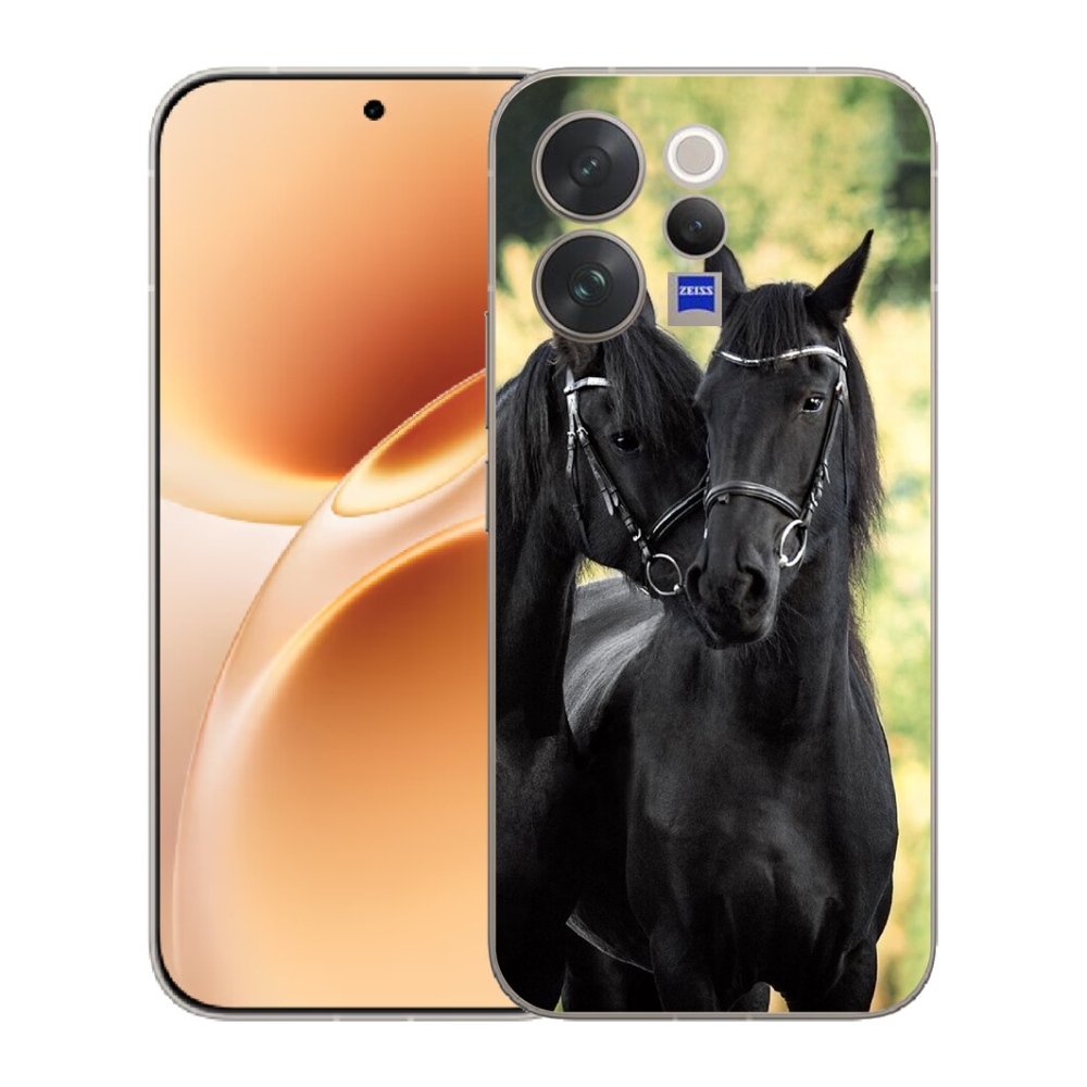 Gelový kryt mmCase na Vivo V70 - dva černí koně