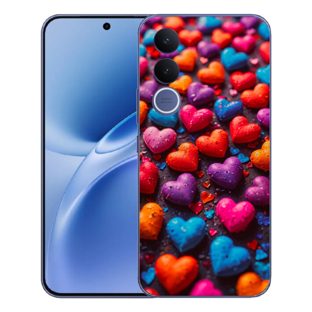 Gelový kryt mmCase na Vivo V70 FE - barevná srdce