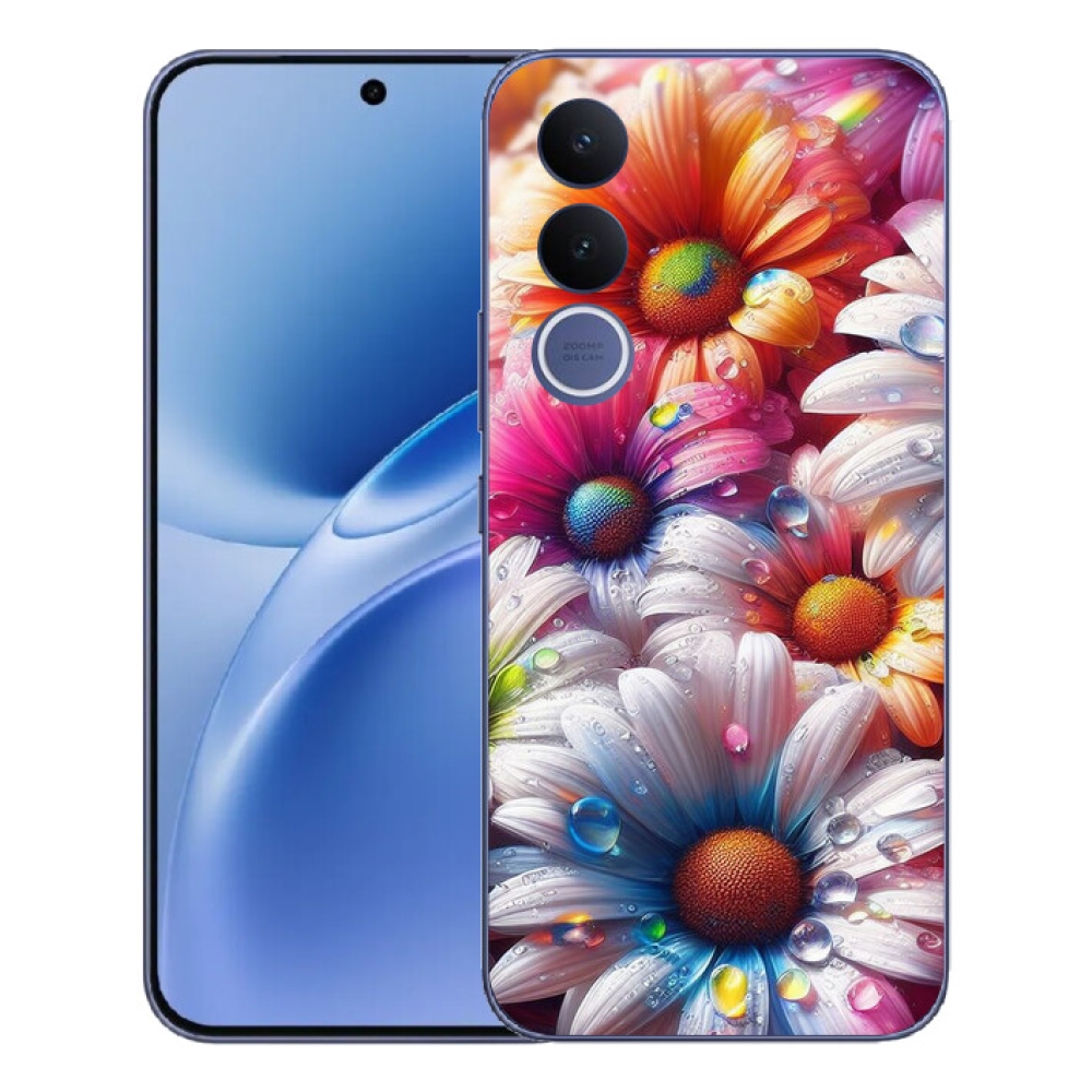 Gelový kryt mmCase na Vivo V70 FE - barevné kopretiny