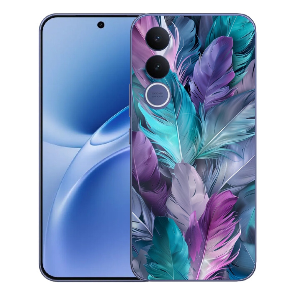 Gelový kryt mmCase na Vivo V70 FE - barevné peří 2