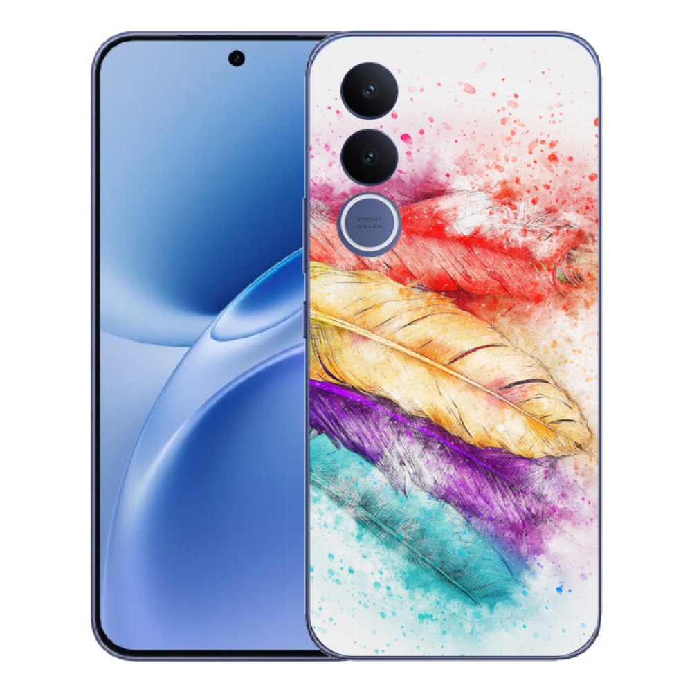 Gelový kryt mmCase na Vivo V70 FE - barevné peří