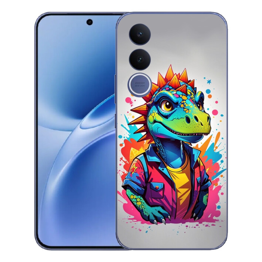 Gelový kryt mmCase na Vivo V70 FE - barevný dinosaurus