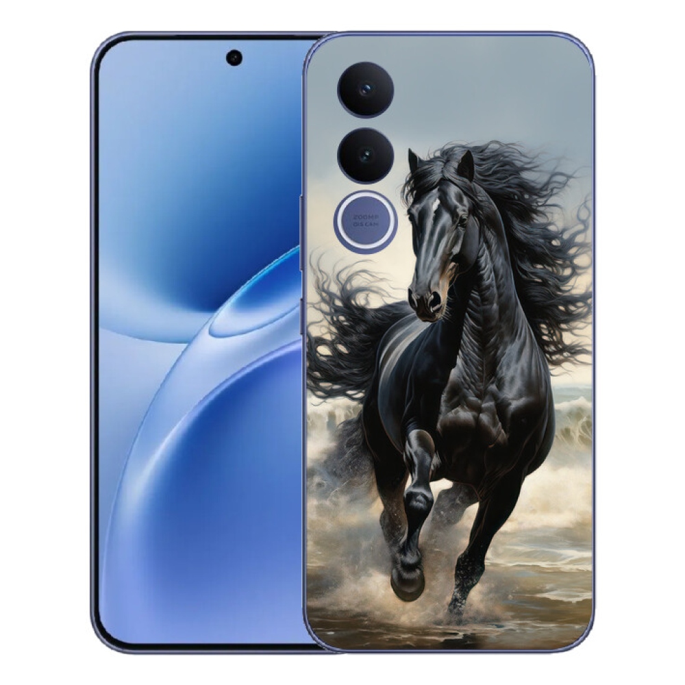 Gelový kryt mmCase na Vivo V70 FE - běžící černý kůň