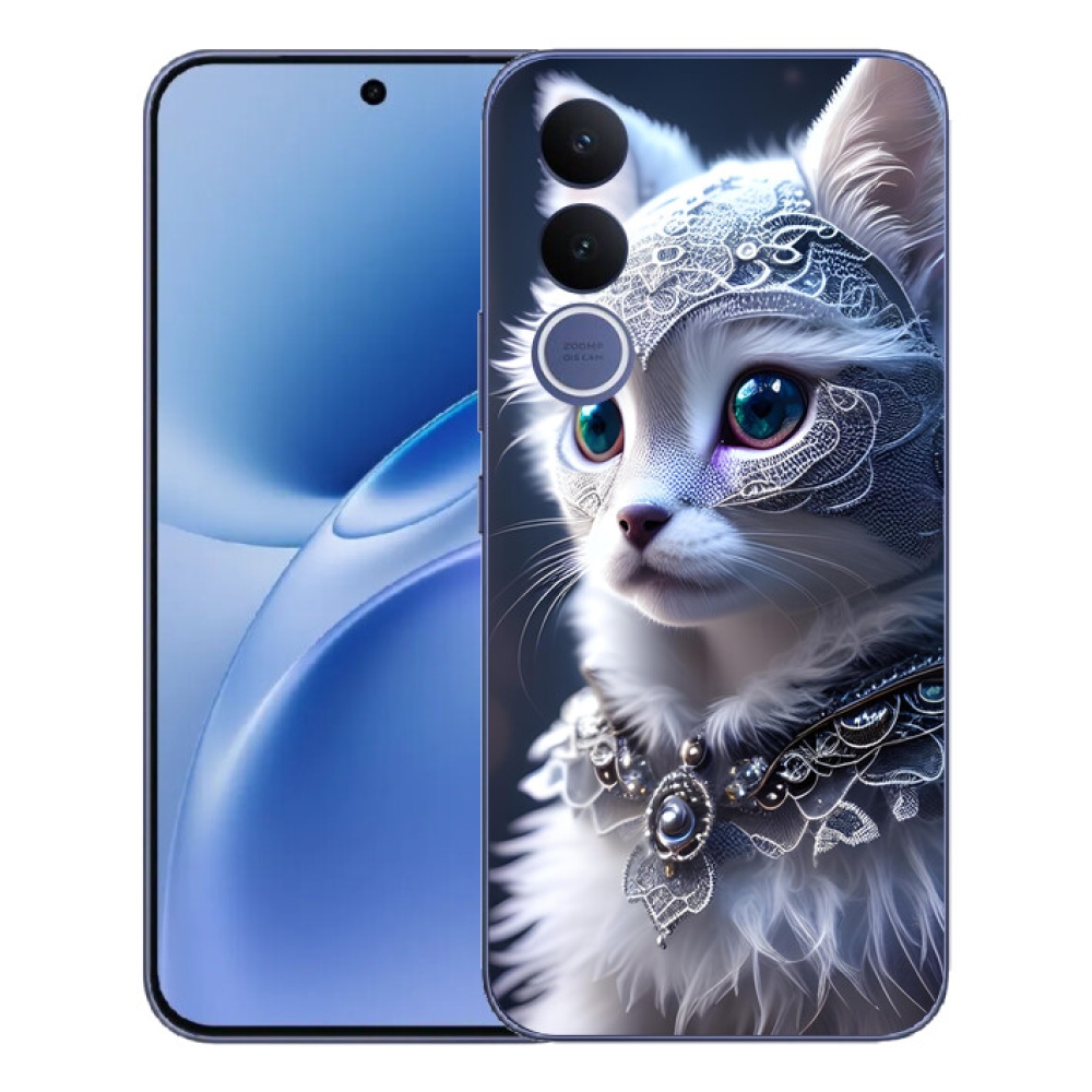 Gelový kryt mmCase na Vivo V70 FE - bílá kočka