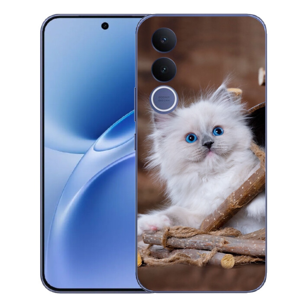 Gelový kryt mmCase na Vivo V70 FE - bílé kotě