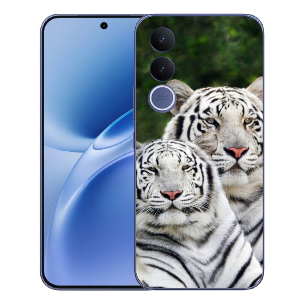 Gelový kryt mmCase na Vivo V70 FE - bílí tygři
